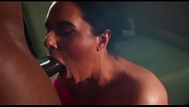 Ela engasga, saliva e leva pau grande do negão sem parar