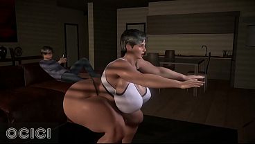 Treino de agachamento na academia vira cena de sexo 3D quente